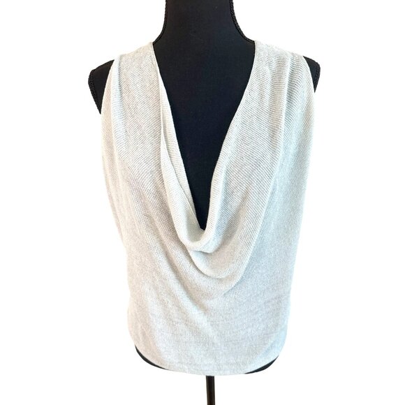 Eileen Fisher Tops - Eileen Fisher XS Drape Neck Sleeveless Cowl Pearl Linen Knit Top Blouse City Cla
